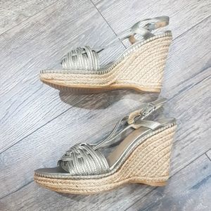 STUART WEITZMAN Gold Leather & Jute Sandals Size 7